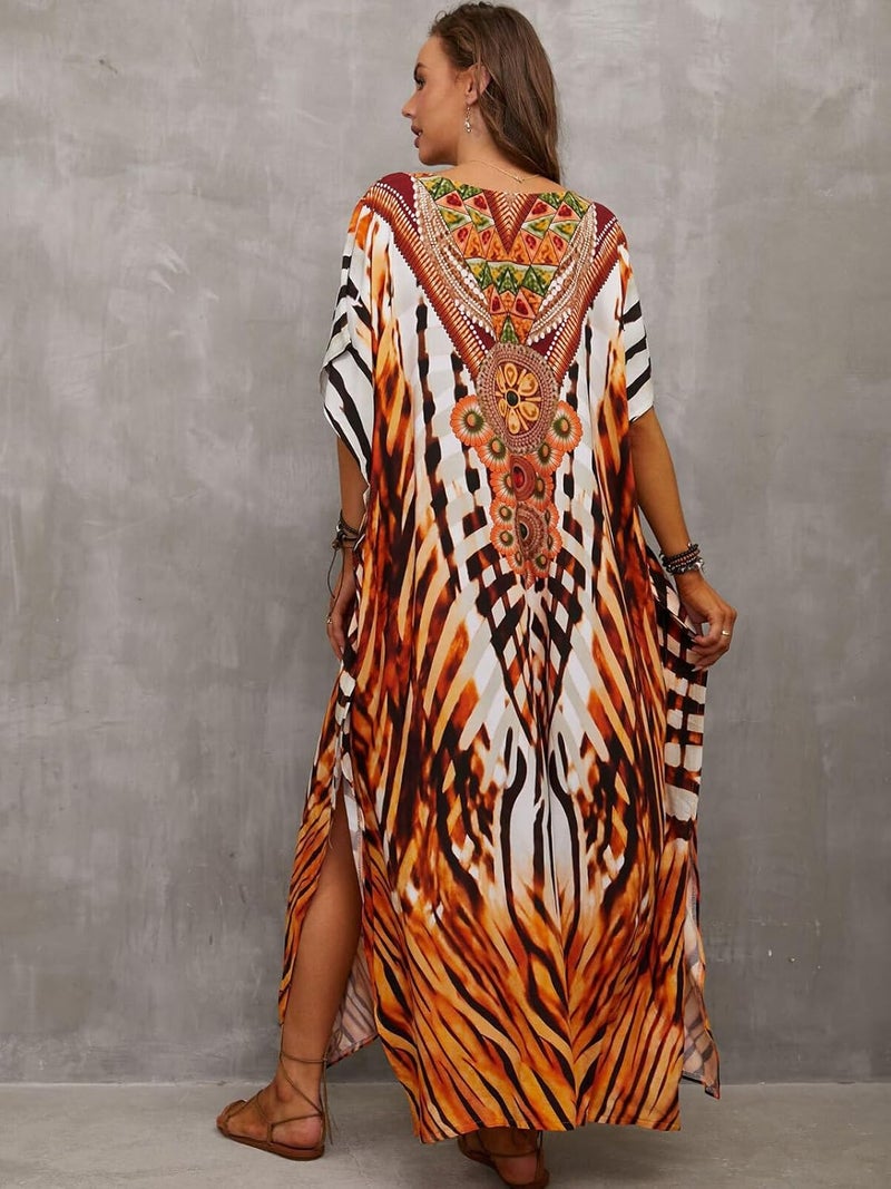 IMAGEKOPE Kaftan Dresses for Women Plus Size Bathing Suit Cover up Caftan Maxi Beach Dresses - Image 5